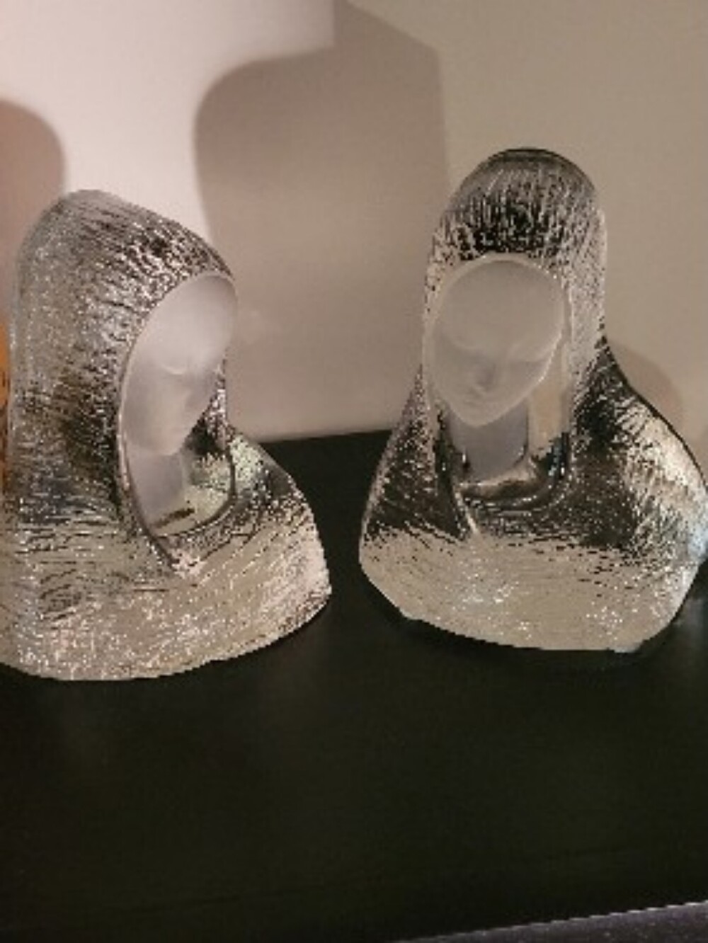 Vintage Viking Glass Madonna Bookends